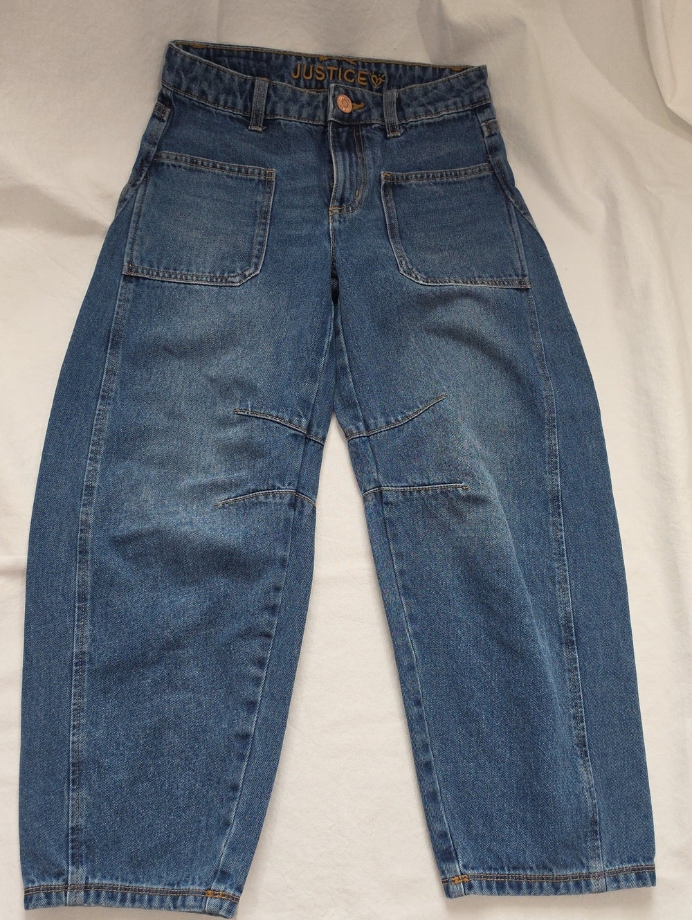 Justice Girls' Relaxed Denim Jeans in Medium Blue